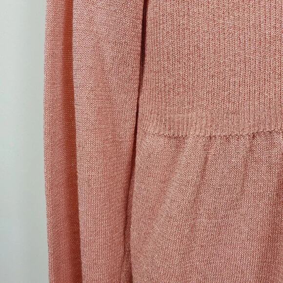 Chicos Open Front Cardigan Peach Metallic Women Size L Long Sleeve Lightweight - Picture 5 of 7